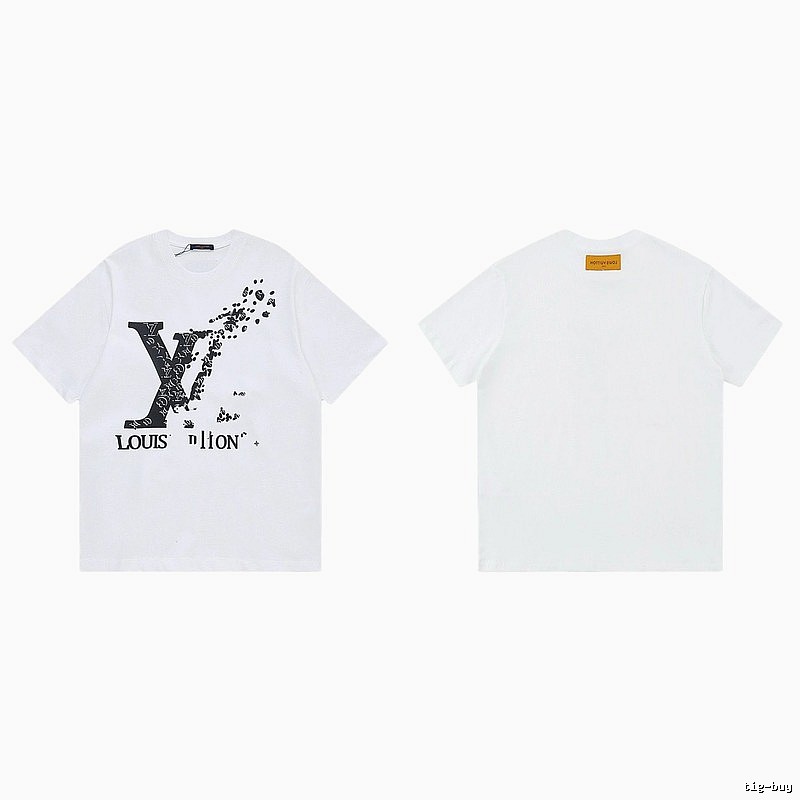 Louis Vuitton Dissolved Print Trendy Short Sleeve White T-Shirt