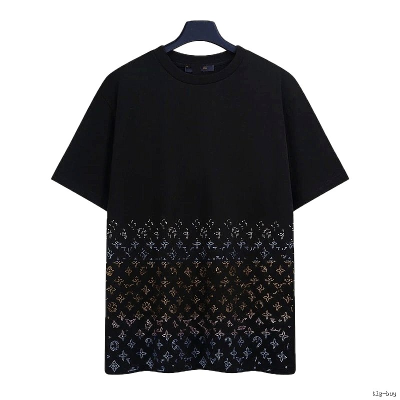 Louis Vuitton Gradient Monogram Street-style Black T-Shirt