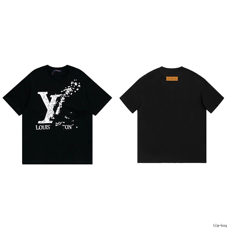 Louis Vuitton LV Printed Streetwear Style Black T-Shirt
