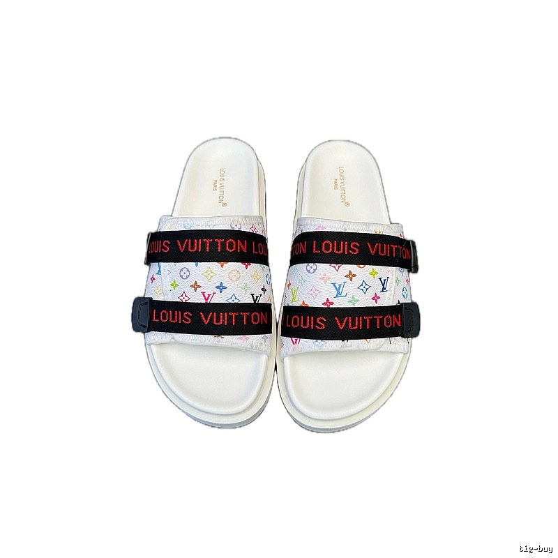 Louis Vuitton Multicolore Monogram Trendy White Slide Sandals