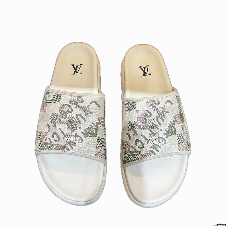 Louis Vuitton Trendy Checkerboard Off-white Slides