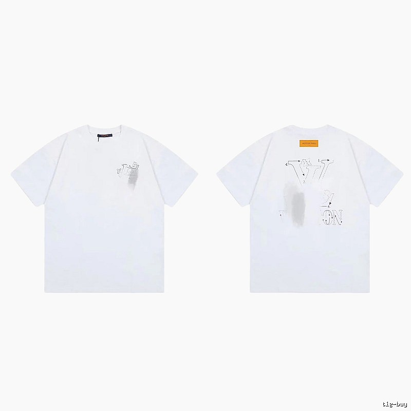 Louis Vuitton Trendy Line-drawing Style White Short-sleeve T-shirt