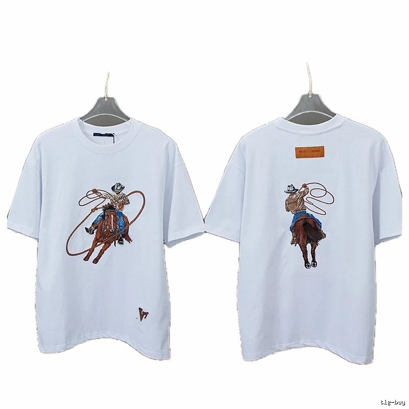 Louis Vuitton Vintage Denim-Embroidered White T-shirt