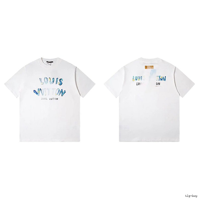 Louis Vuitton Watercolor Graffiti Style White T-Shirt