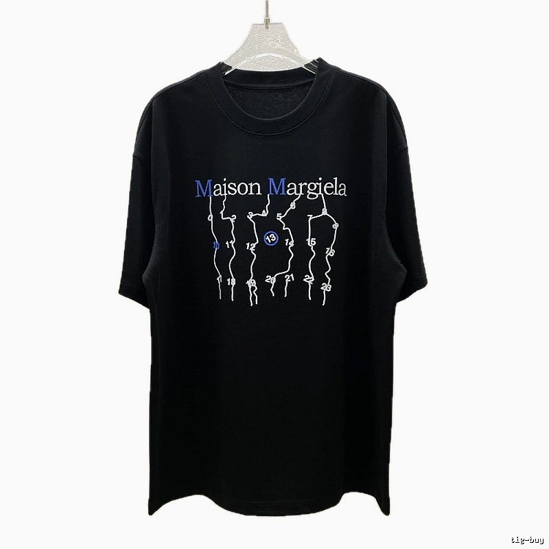 Maison Margiela Digital Embroidery Trendy Black T-Shirt