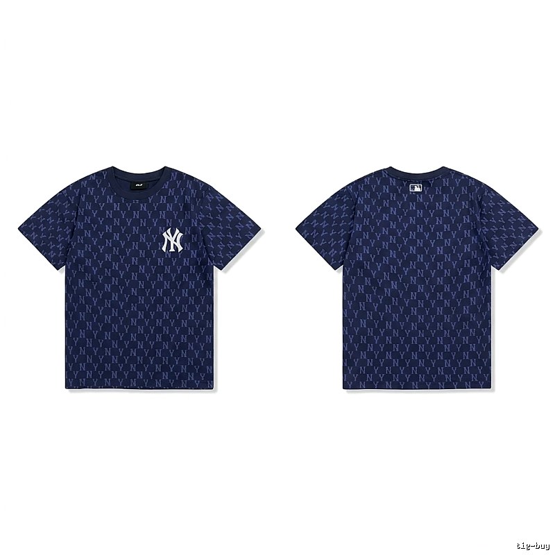 MLB full - print style navy blue T - shirt