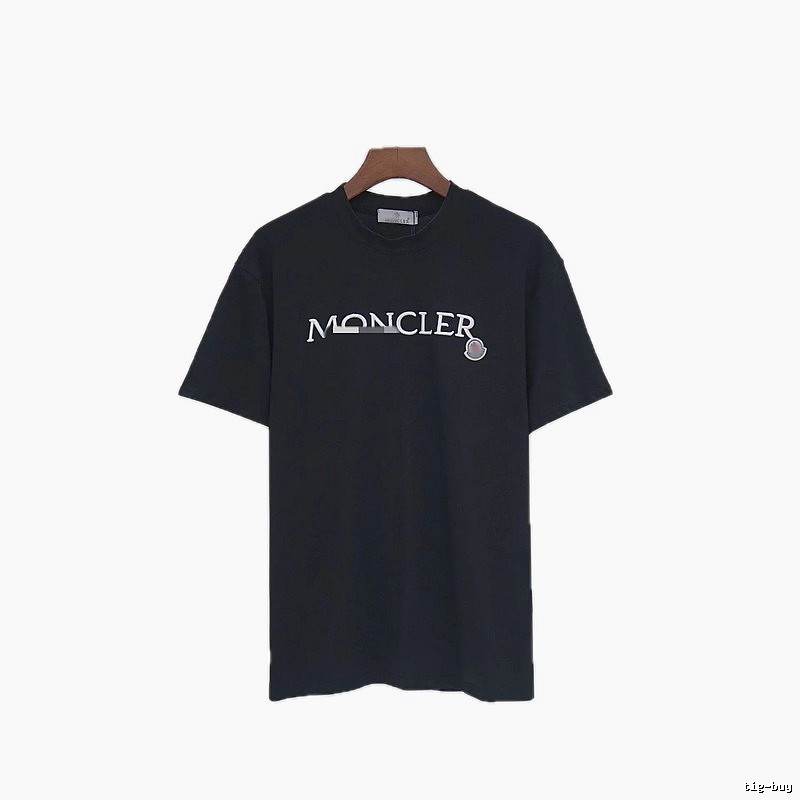 Moncler Embroidered Casual-Style Black T-Shirt