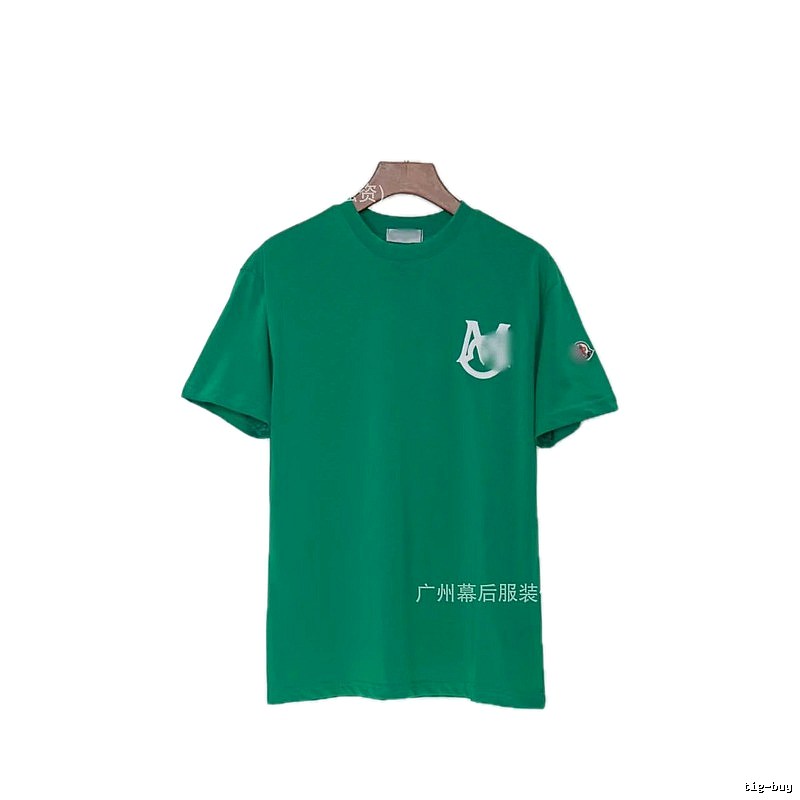 Moncler Letter Print Casual Style Green Short-sleeve T-shirt