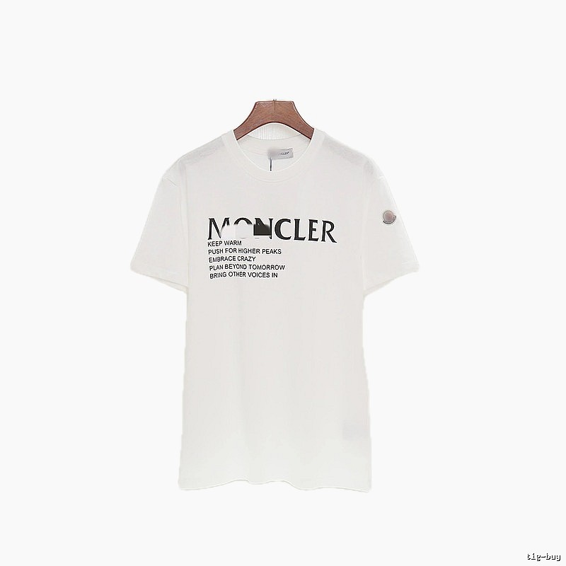 Moncler Letter Print Casual Style White T-Shirt