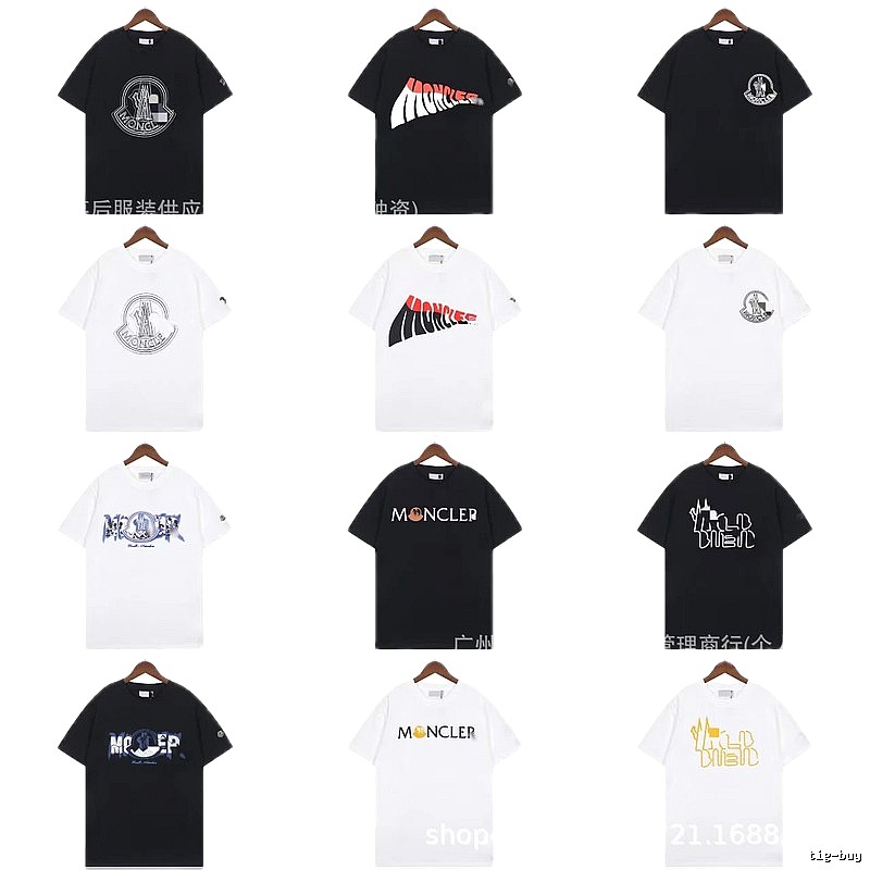 Moncler Logo Printed Trendy Black & White Short-Sleeve T-Shirt
