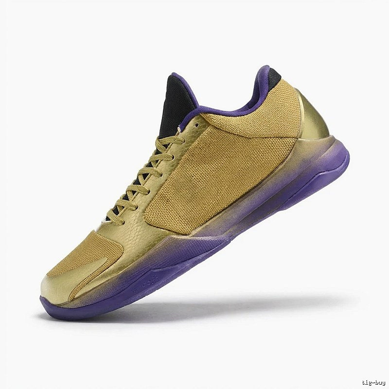 Nike basketball shoes, fashion, gold and purple.