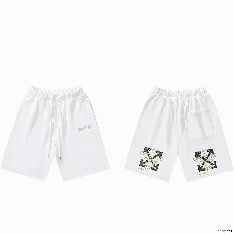 Off-White 008 style white trendy brand shorts