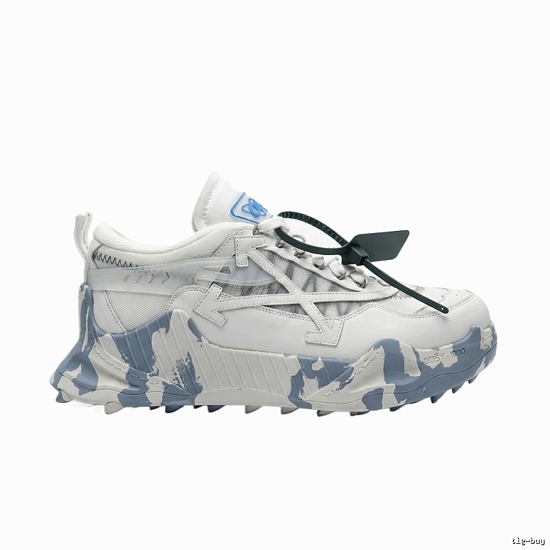 Off-White camouflage-style white and gray sports shoes