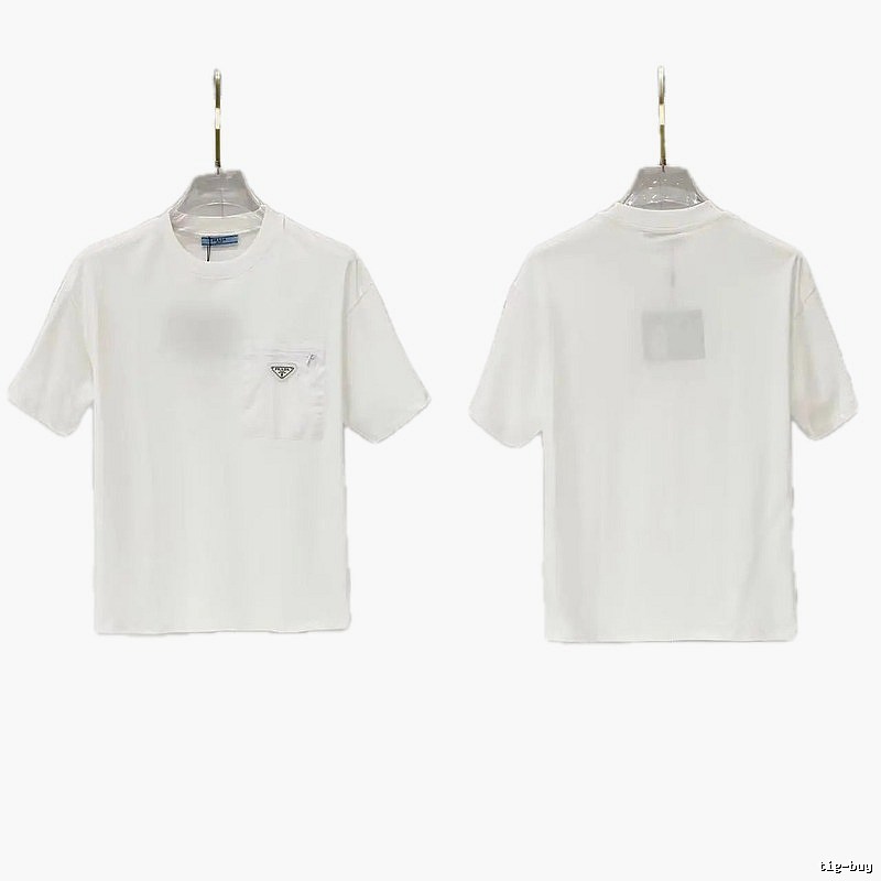 Prada Triangle Logo Minimalist Style White Short-sleeve T-shirt
