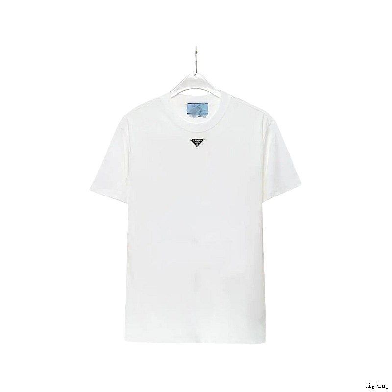 Prada Triangle Logo Minimalist Style White T-Shirt