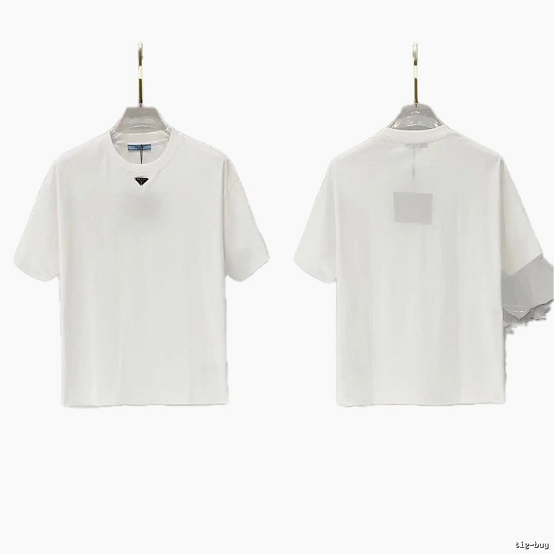Prada Triangle Logo Minimalist Style White T-Shirt