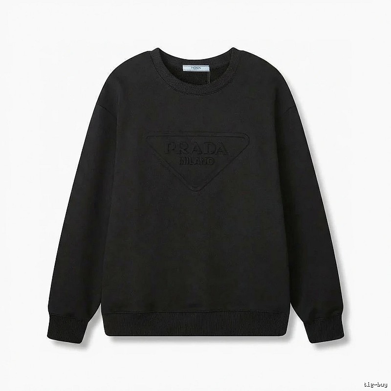 Prada triangular logo simple black sweatshirt