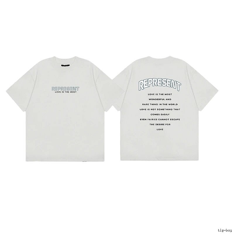 Represent Slogan Printed High Street Style Off-white T-shirt