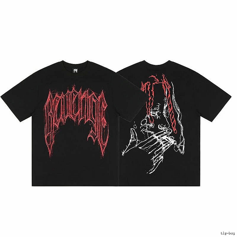 Revenge Black Skull Graphic T-Shirt Signature Detail