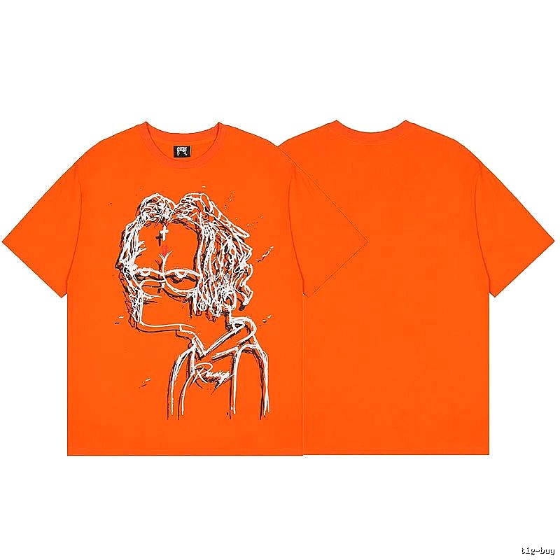 Revenge Orange Skull Graphic T-Shirt Color Pop