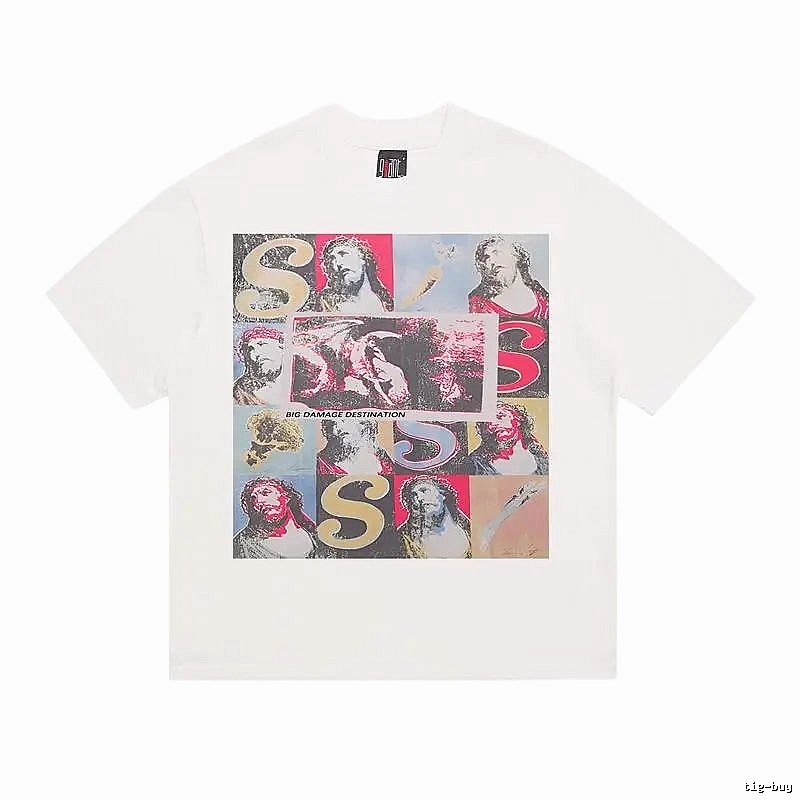 SAINT Religious Print Vintage Style White T-Shirt