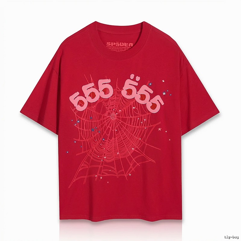 Sp5der 555 Series Trendy Red T-shirt