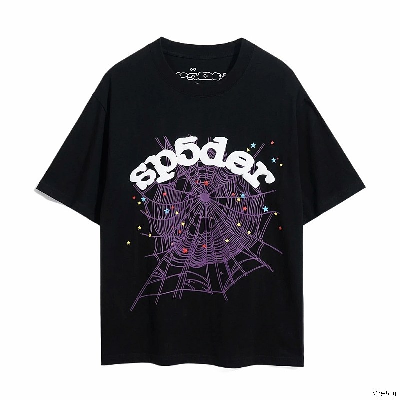 Sp5der Spider Web Print Black Trendy T-shirt