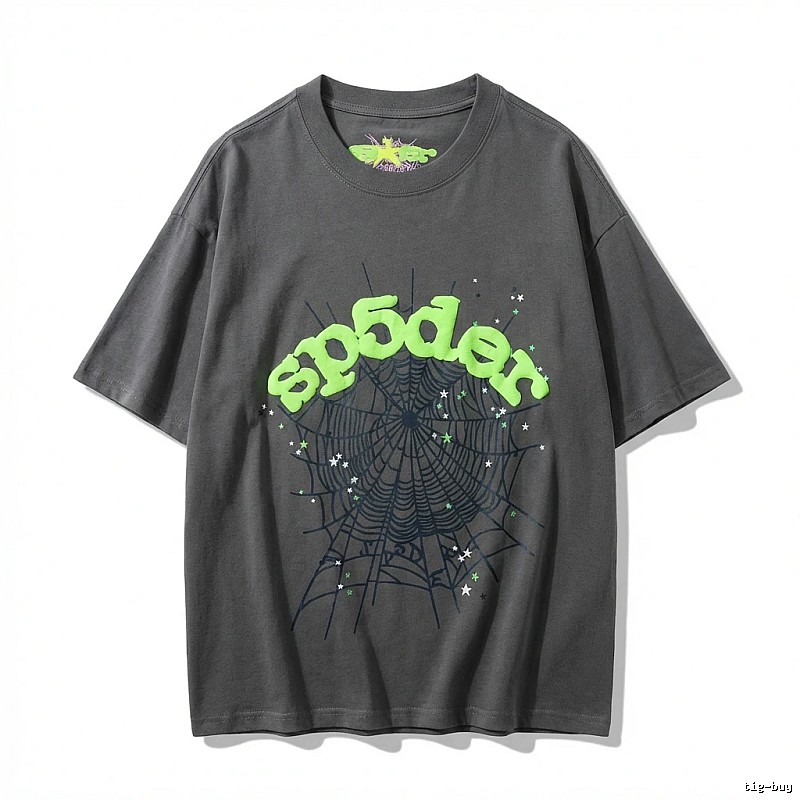 Sp5der Spider Web Trendy Cool Gray T-shirt