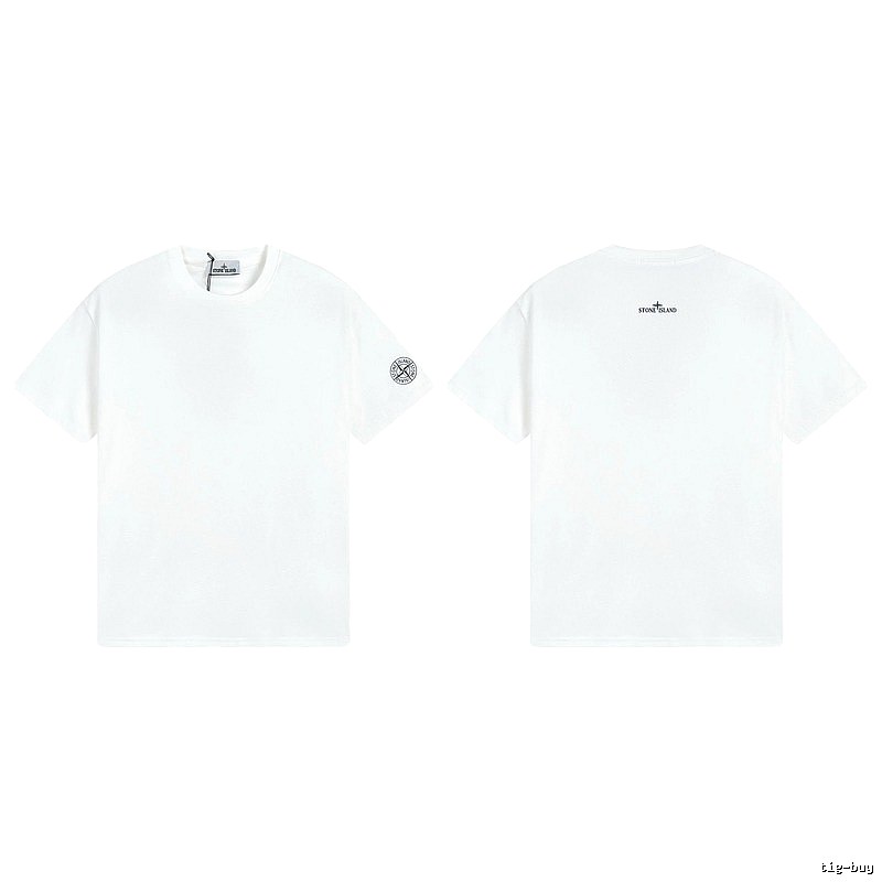 Stone Island Badge Minimalist Style White Short-sleeve T-shirt