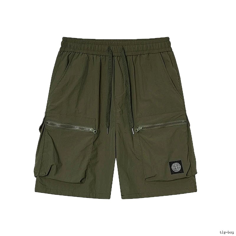 Stone Island Classic Technical Workwear Style Army Green Shorts