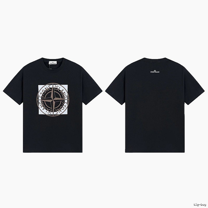 Stone Island Compass Print Street Style Black T-Shirt