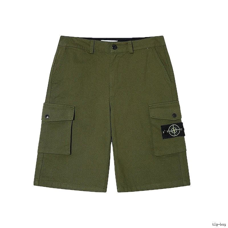 Stone Island Techwear Style Army Green Cargo Shorts