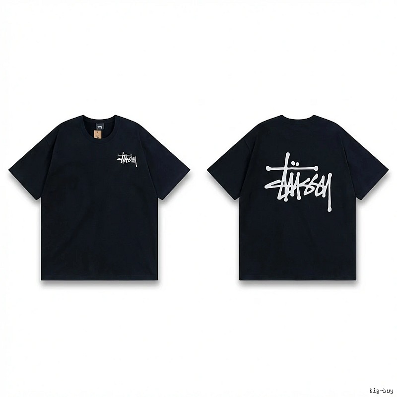 Stussy basic style simple black T-shirt