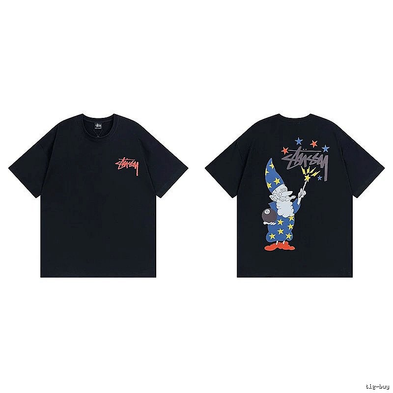 Stussy Black Spider Graphic T-Shirt Sport Casual Logo