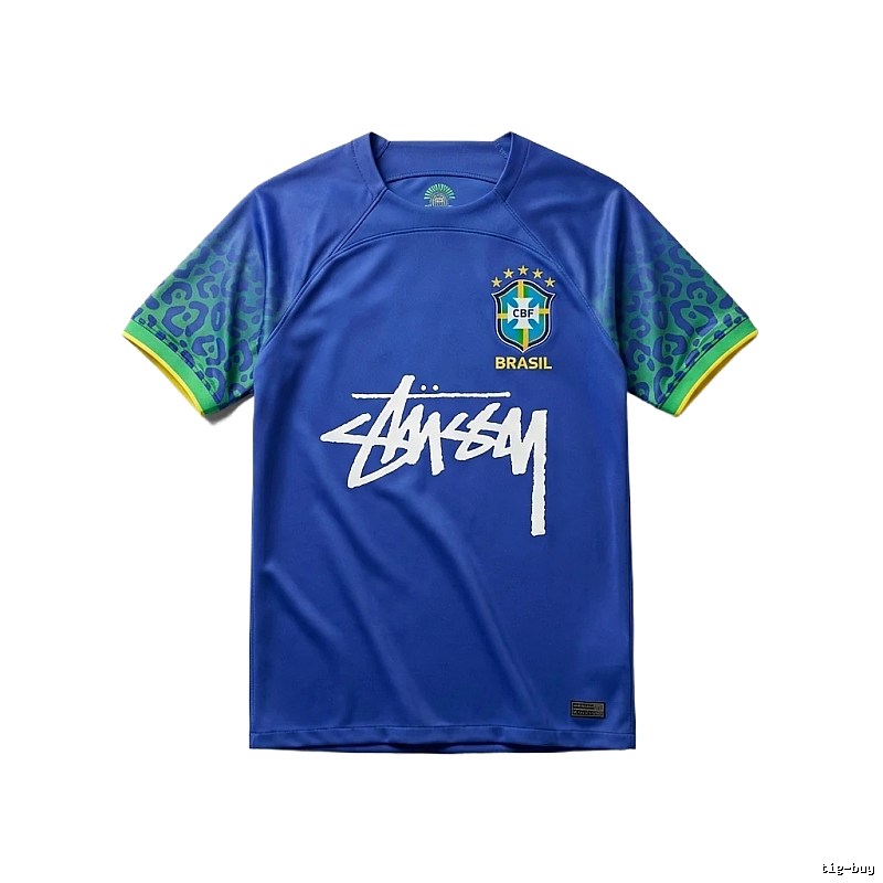 Stussy Brazil National Team Co-branded Blue T-shirt