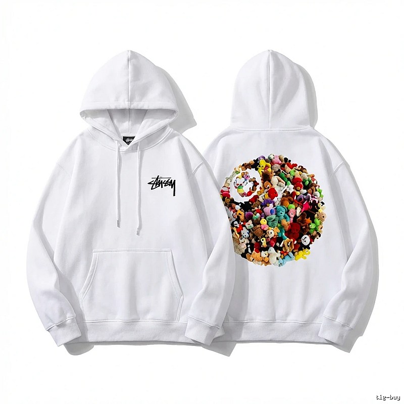 Stussy cartoon - patterned white hoodie