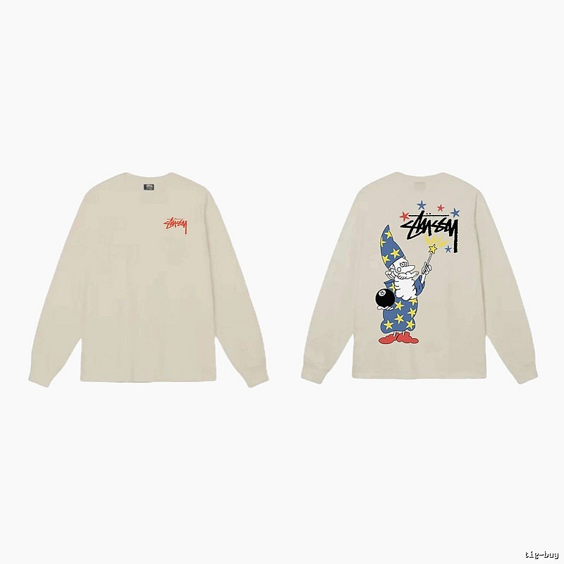 Stussy cartoon print beige long-sleeve
