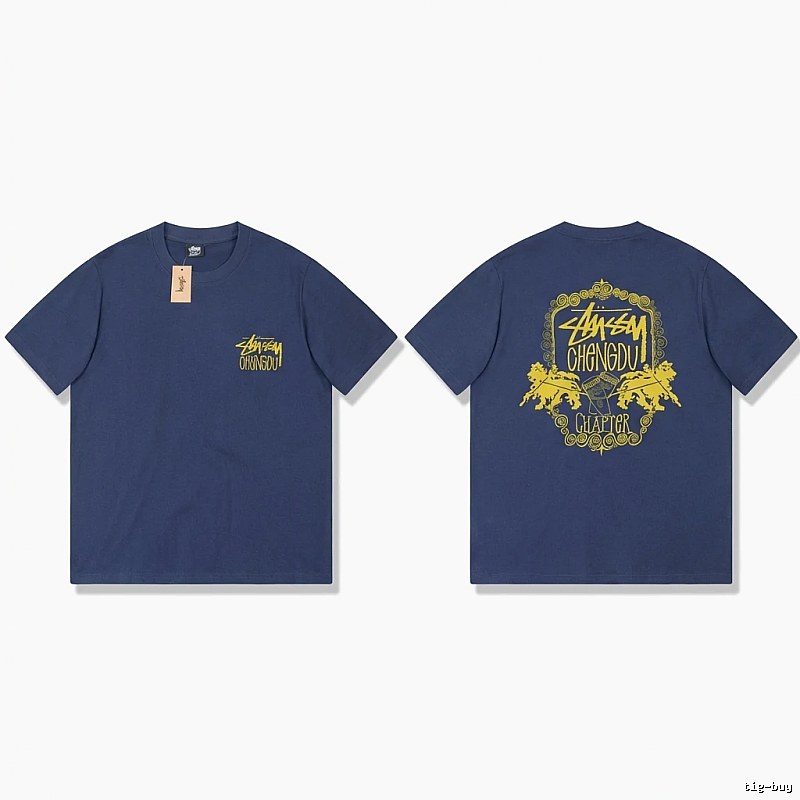 Stussy Chengdu Series Deep Blue Trendy T-shirt
