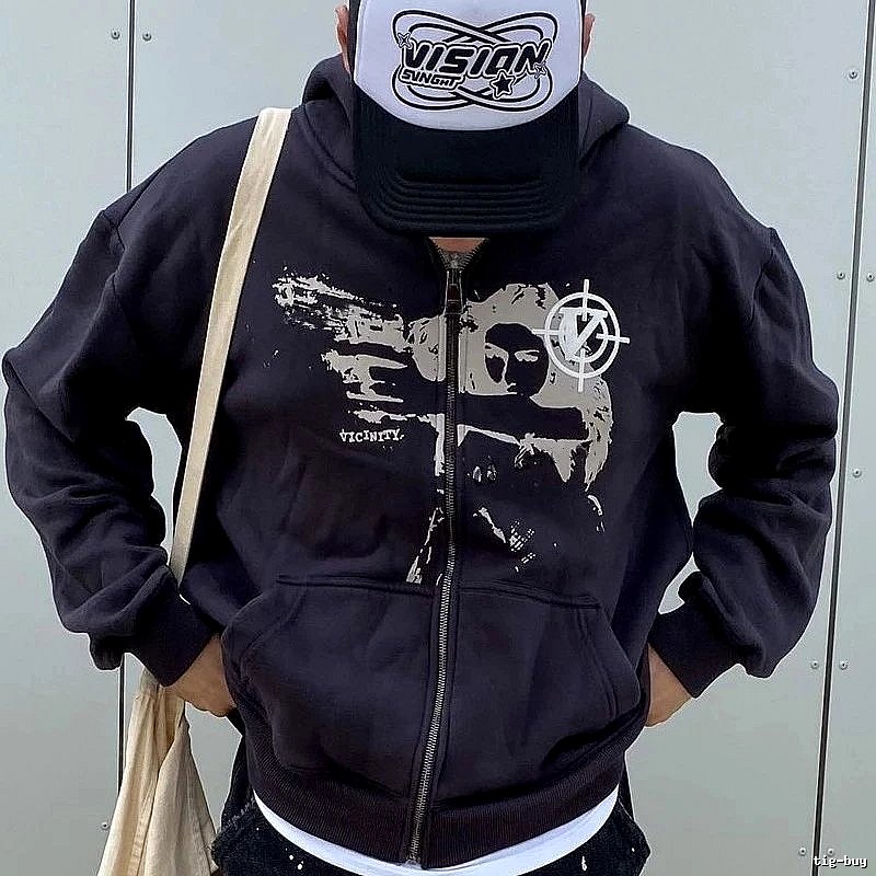Stussy Classic Graphic zip hoodie Navy Distressed Face for Daily Styling