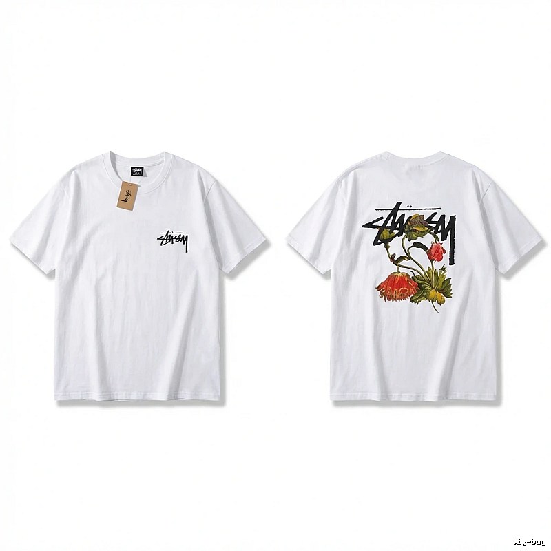 Stussy Floral Print White T-Shirt