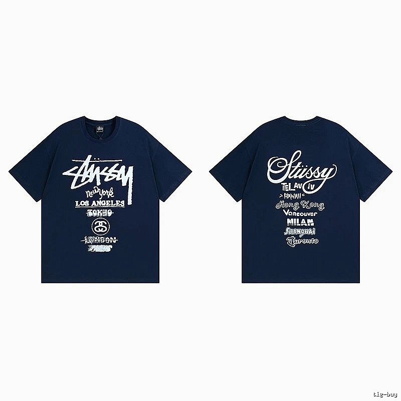 Stussy Simple Logo Finish Spider Graphic T-Shirt Minimal Look