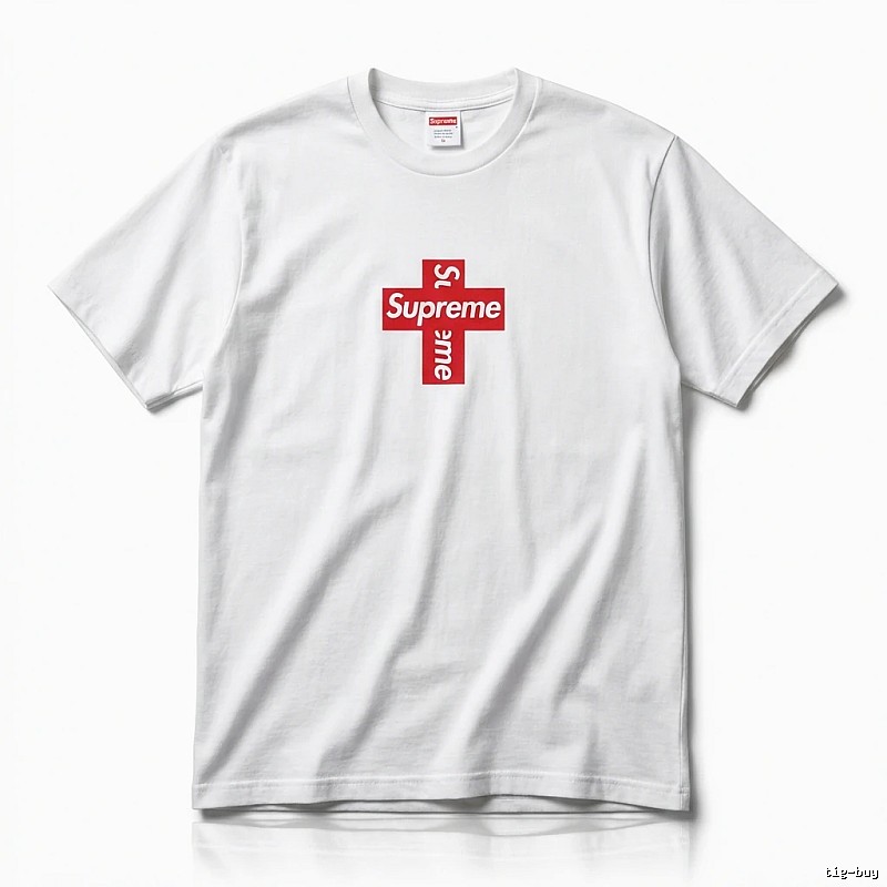 Supreme Cross Trend Brand White T-shirt