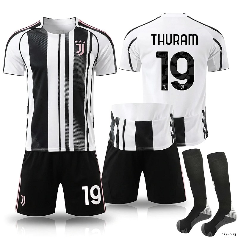 The black and white striped football jersey of Juventus.