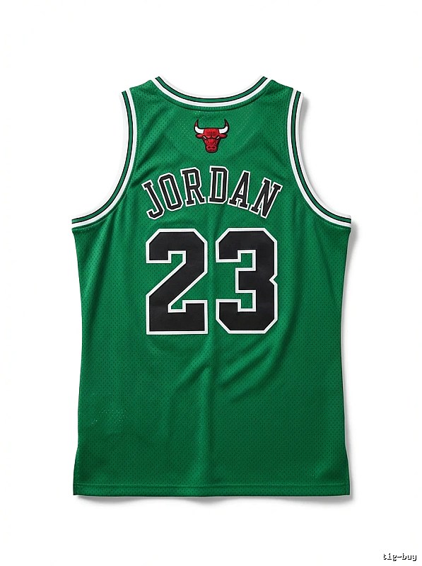 The green jersey with the number 23 of Michael Jordan