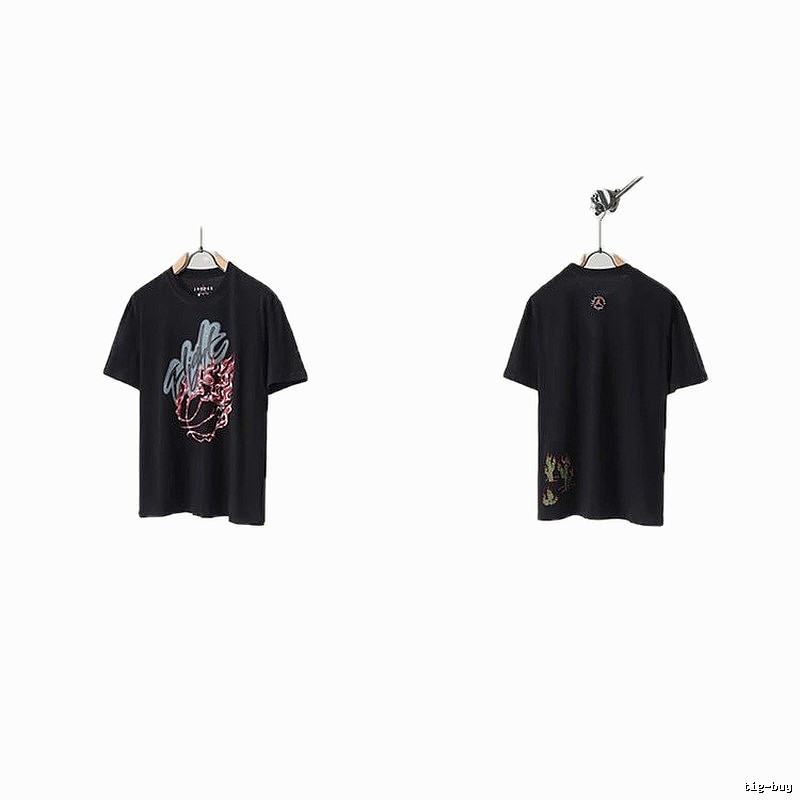 Travis Scott x Air Jordan Graffiti-style Black Short-sleeve T-shirt