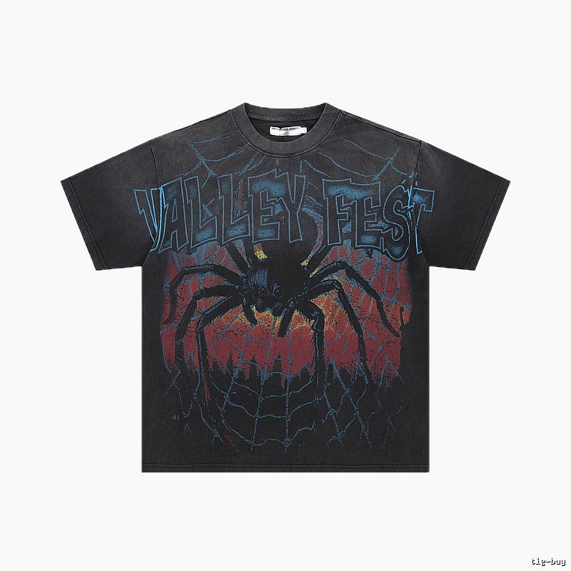 Valley Fest Spider Vintage Distressed Black T-Shirt