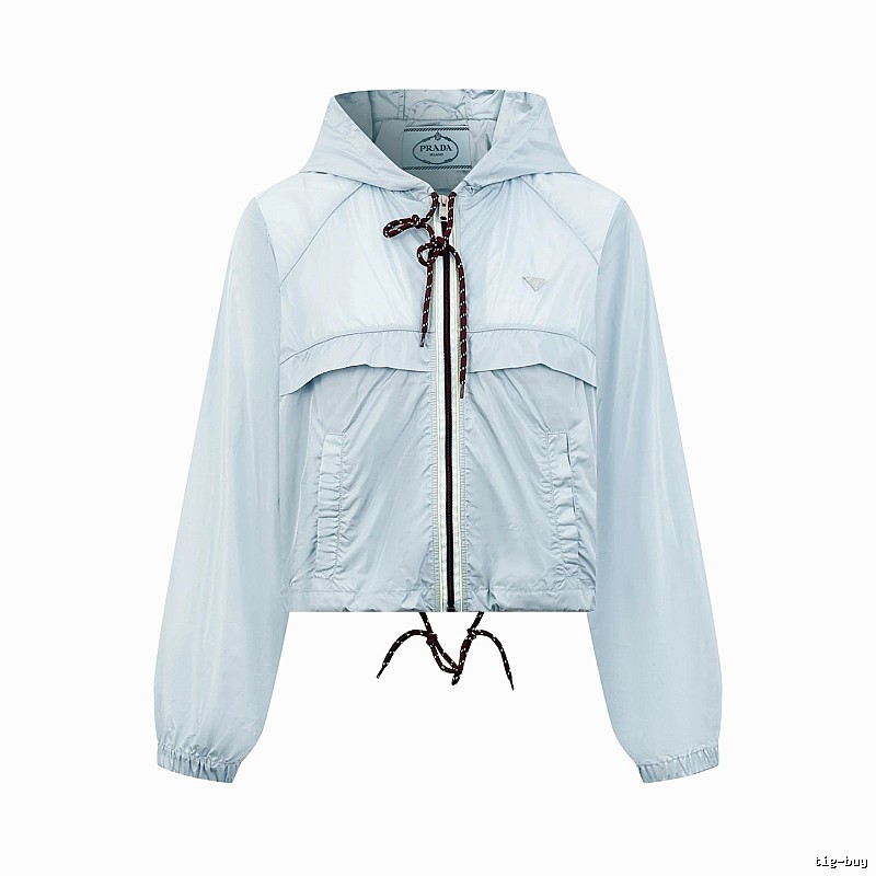 Zip Jacket with Drawcord Zip Detail from Prada
